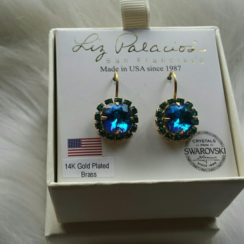 SWAROVSKI CRYSTALS LIZ PALACIO BLUE/TEAL ERRINGS